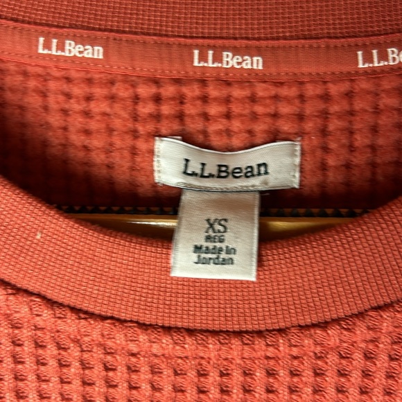 LL Bean Men’s waffles pullover sweatshirt XS distressed orange - Picture 2 of 6